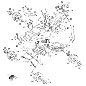 Page A Diagram and Parts List for 74420-9993  Power Wheels Ride-On ATVs